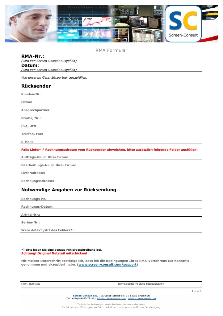 RMA Formular
